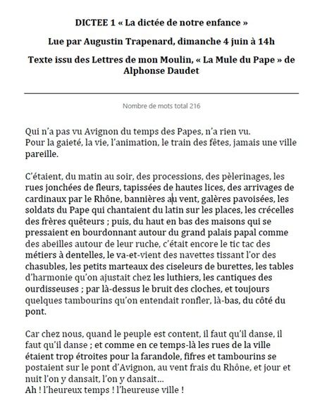 Dictée 15 Voici la dictée du jour. A faire selon la ...